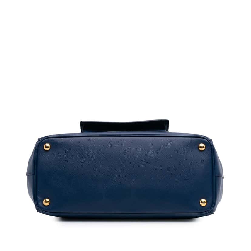 Prada Saffiano Lux Galleria Double Zip Front Pocket Satchel Blue Leather Very good condition - Inside View