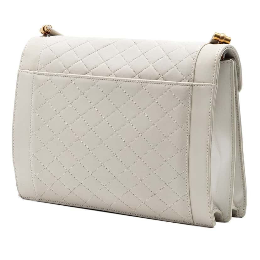 Saint Laurent Quilted Lambskin Monogram Gaby Crossbody White Leather Very good condition - Back View