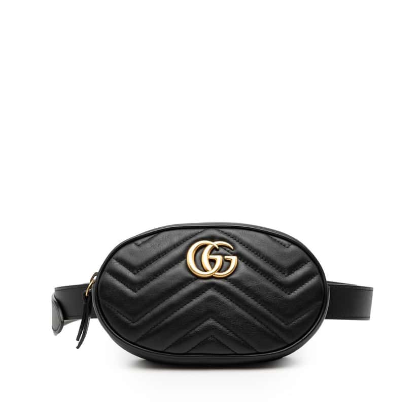 Gucci GG Marmont Matelasse Leather Belt Bag Black Leather Very good condition - Front View