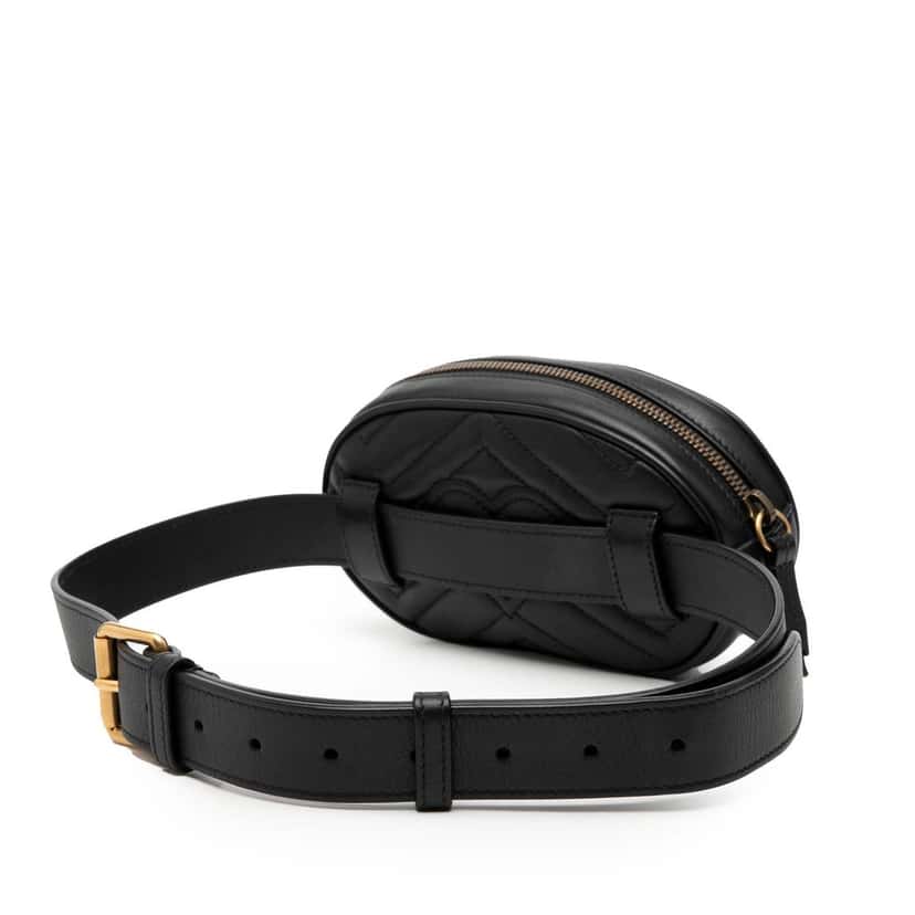 Gucci GG Marmont Matelasse Leather Belt Bag Black Leather Very good condition - Back View