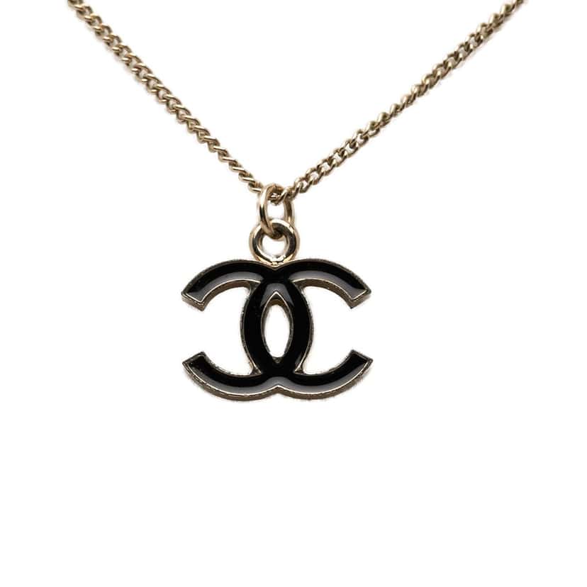 Chanel CC Brass Lacquered Pendant Necklace