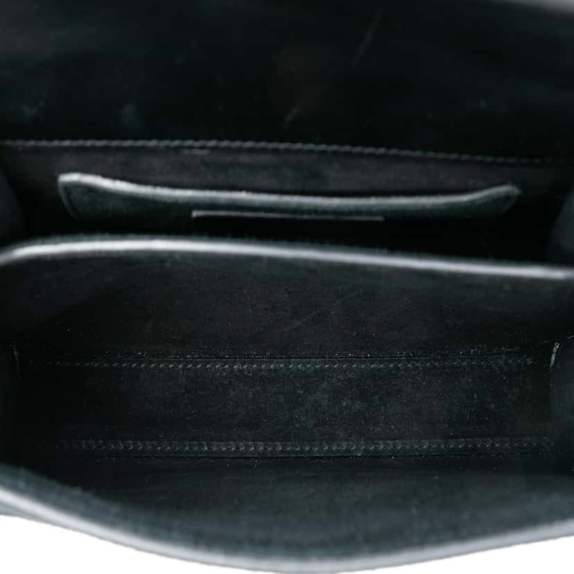 Saint Laurent Mini Suede Leopard Print Monogram Cassandra Top Handle Bag Black Leather Very good condition - Model View