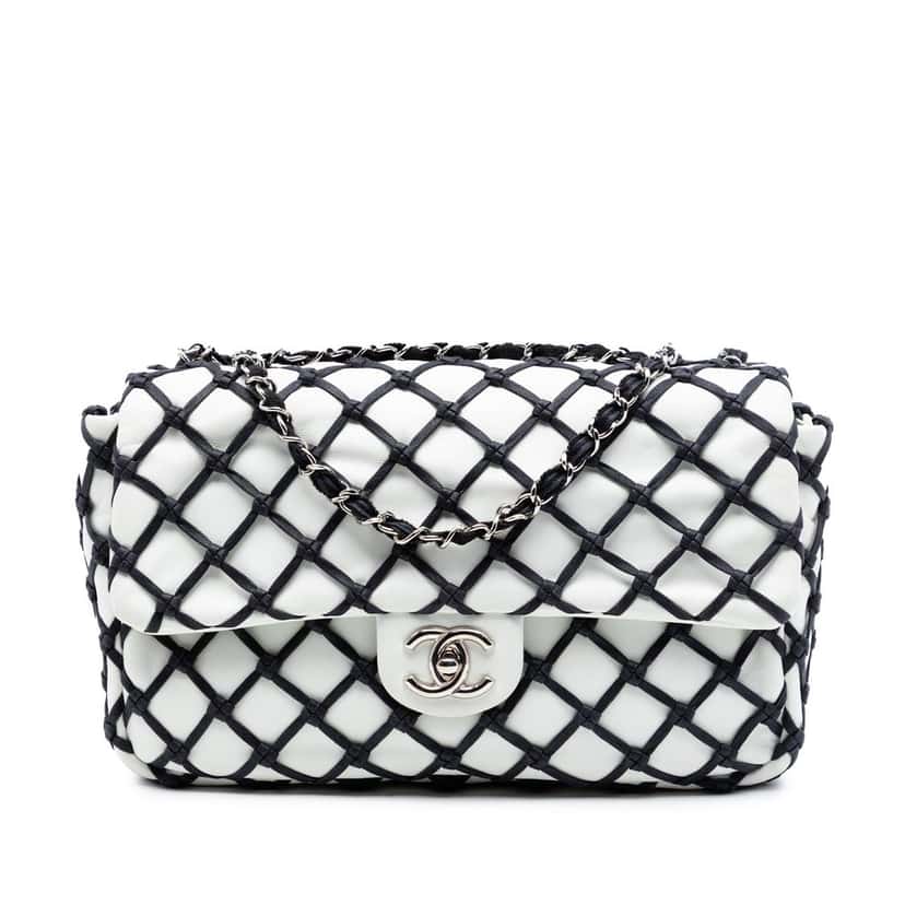 Chanel Jumbo Lambskin Canebiers Net Flap