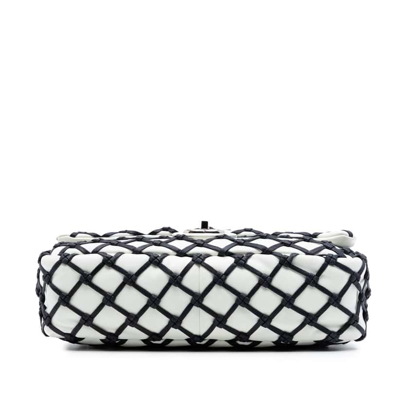 Chanel Jumbo Lambskin Canebiers Net Flap White Leather Very good condition - Inside View