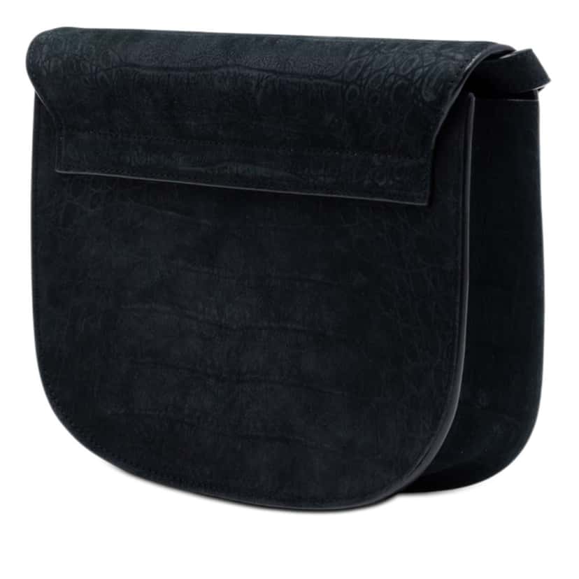 Saint Laurent Medium Croc Embossed Nubuck Monogram Kaia Crossbody Black Leather Very good condition - Back View