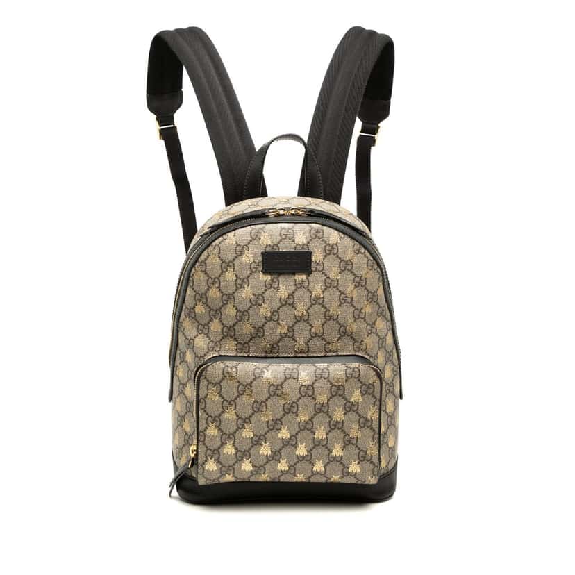 Gucci Small GG Supreme Bee Backpack Beige Very good condition - Front View