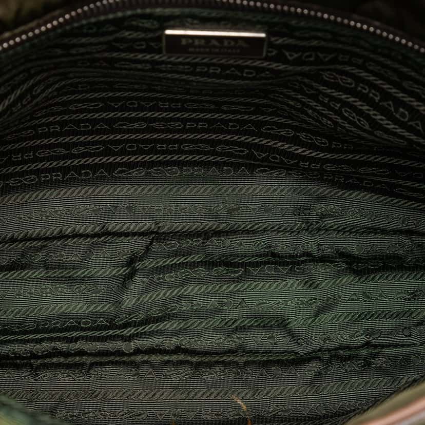 Prada Saffiano Trimmed Tessuto Double Buckle Messenger Bag Green Very good condition - Model View