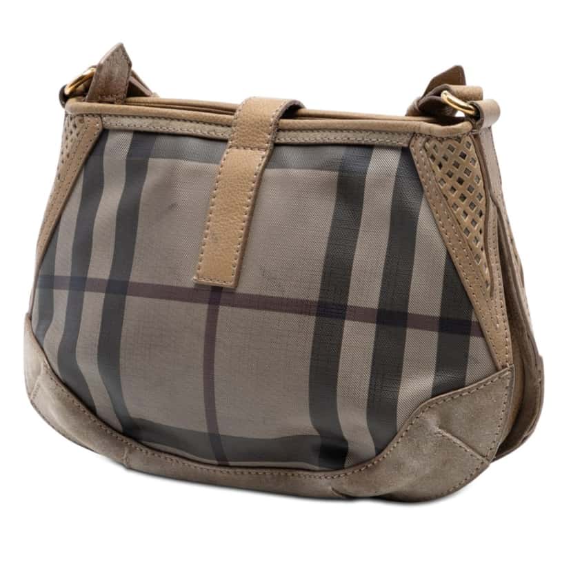Burberry Smoke Check Coated Canvas Bartow Crossbody Beige Very good condition - Back View