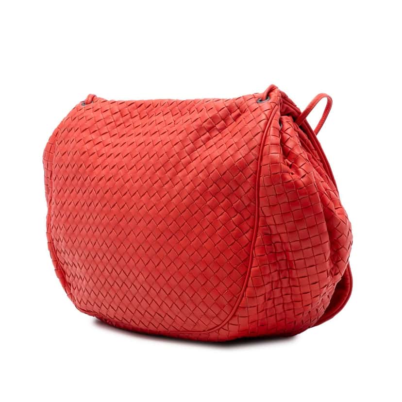 Bottega Veneta Nappa Intrecciato Flap Crossbody Red Leather Very good condition - Back View