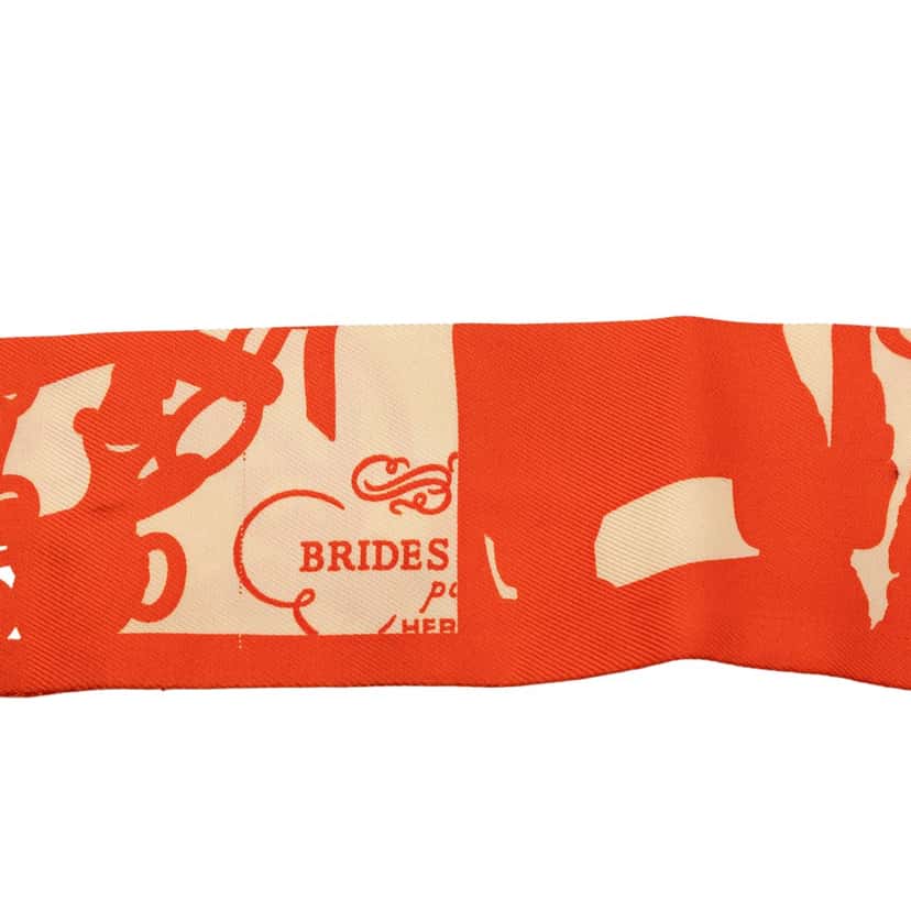 Hermès Brides De Gala Shadow Silk Twilly Scarf Orange Very good condition - Inside View