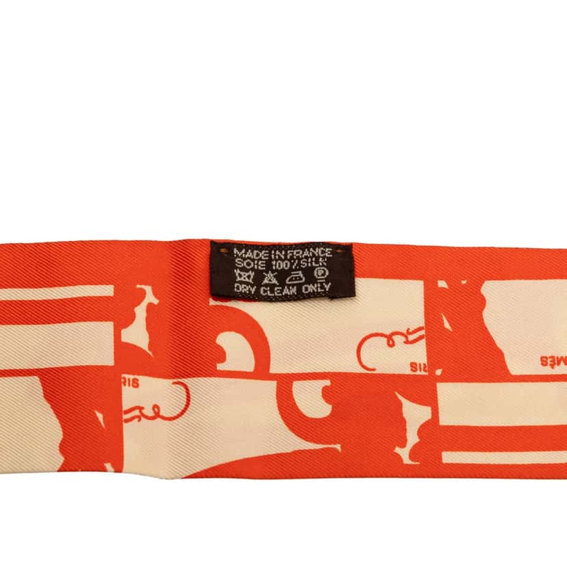 Hermès Brides De Gala Shadow Silk Twilly Scarf Orange Very good condition - Box View