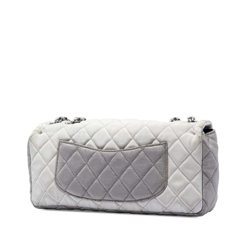 Chanel Small Tricolor Quilted Jersey Reissue 2.55 East West Flap White Very good condition - Back View