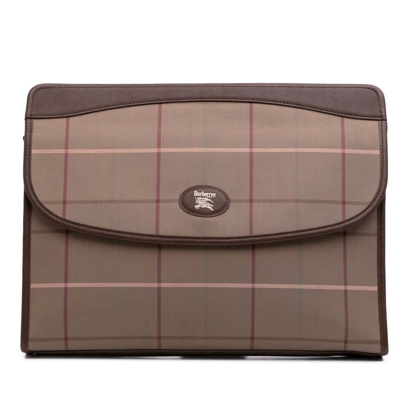 Burberry Vintage Check Canvas Clutch Brown Good condition - Front View
