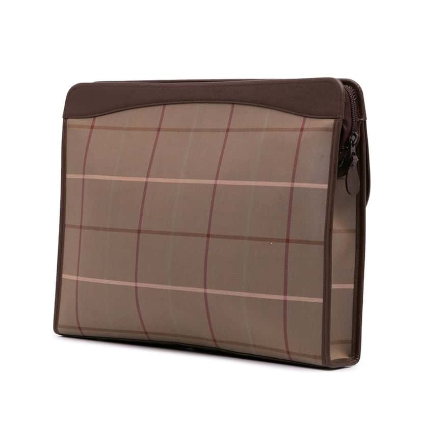 Burberry Vintage Check Canvas Clutch Brown Good condition - Back View