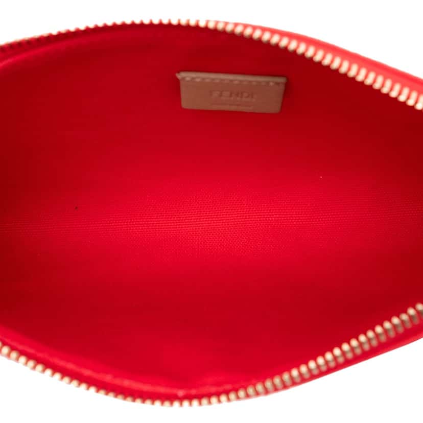 Fendi Zucca Embroidered Canvas Zip Pouch Red Very good condition - Model View