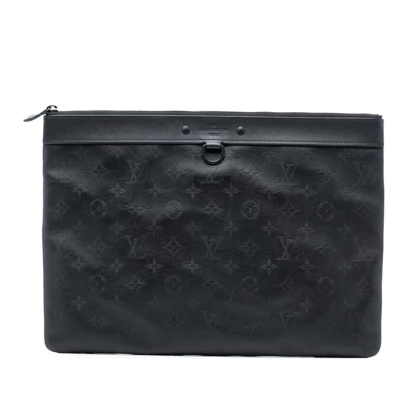Louis Vuitton Monogram Shadow Discovery Pochette Black Leather Very good condition - Front View