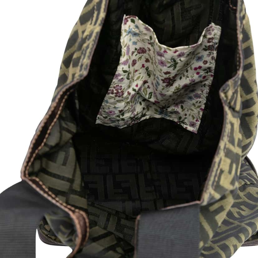 Fendi Zucca Canvas and Nylon Foldable Tote Brown Very good condition - Model View