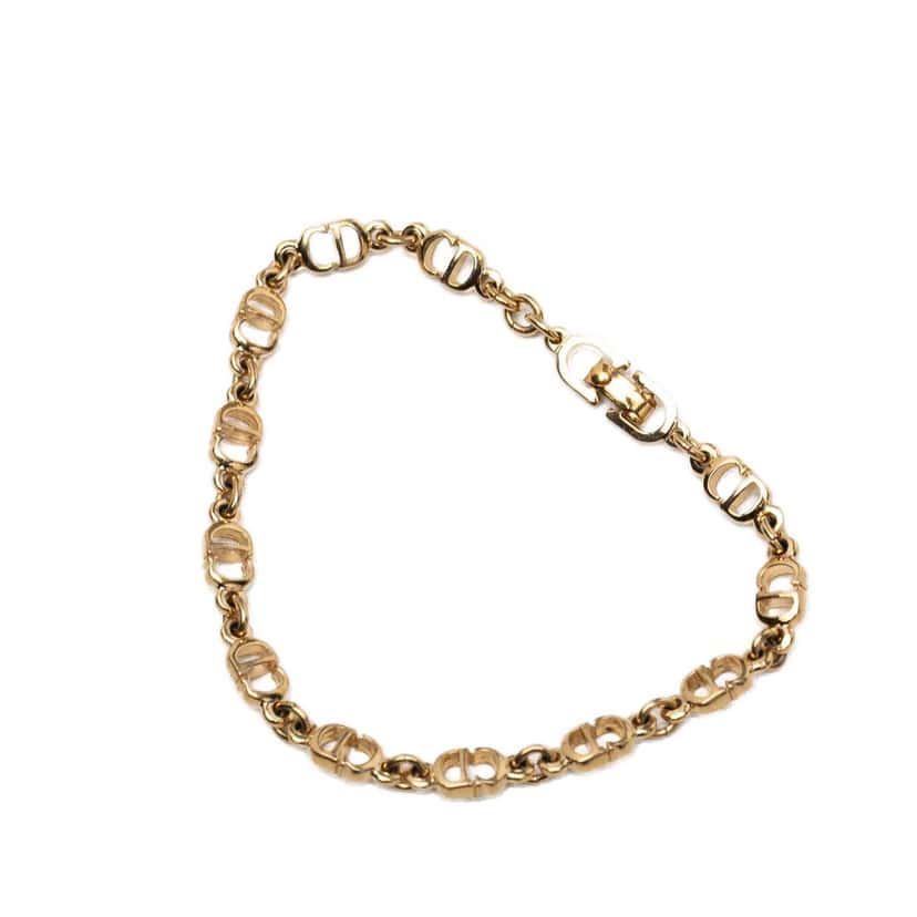 Dior Gold Plated CD Logo Chain Link Bracelet Gold Metal Very good condition - Back View