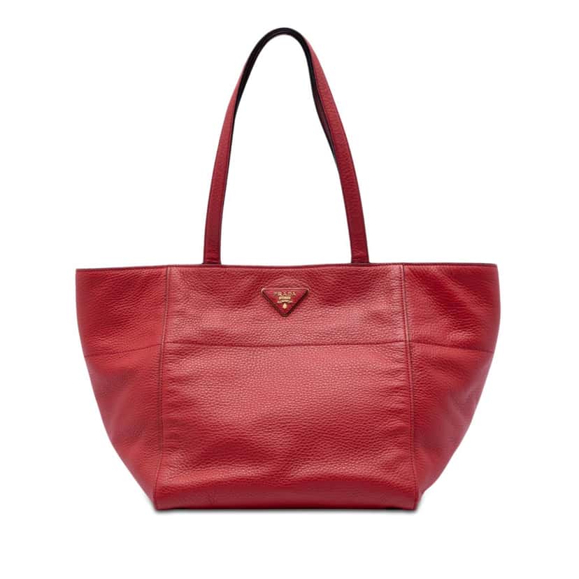 Prada Vitello Daino Tote Red Leather Very good condition - Front View
