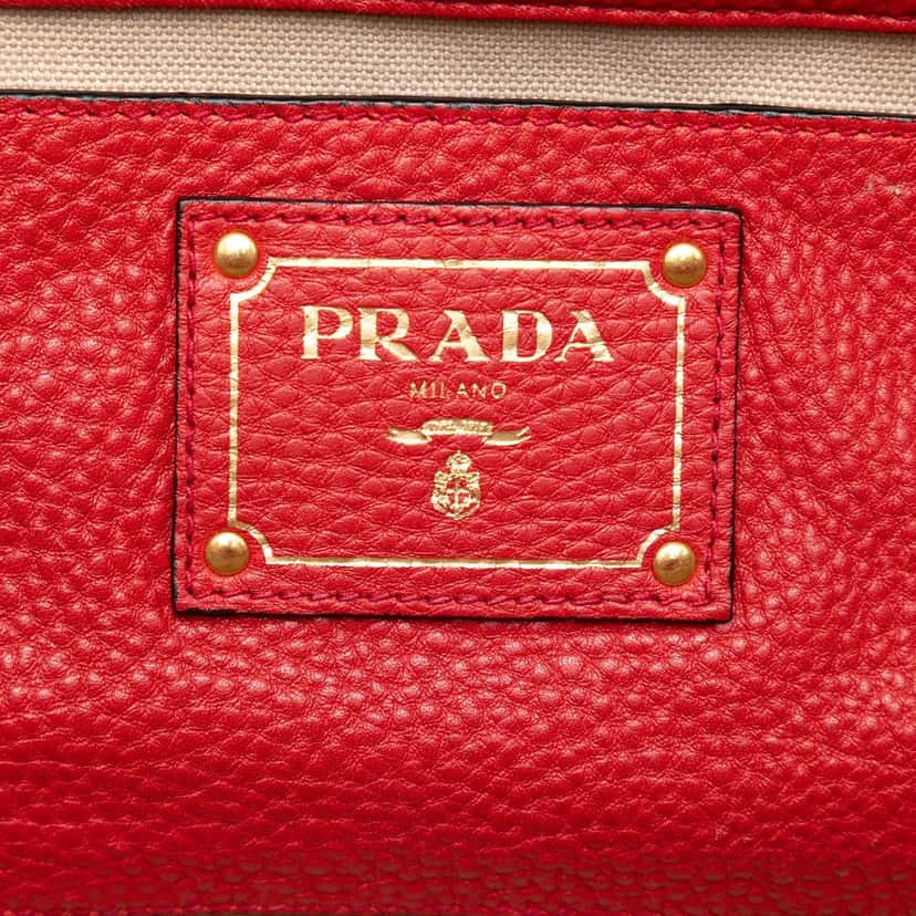 Prada Vitello Daino Tote Red Leather Very good condition - Box View