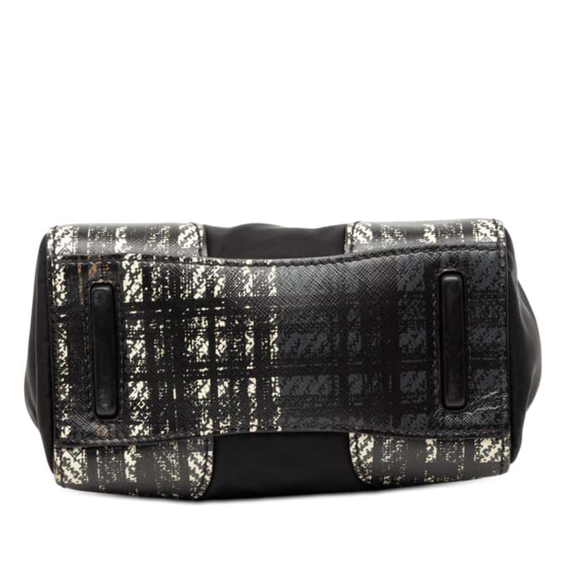 Prada Tartan Saffiano Trimmed Tessuto Satchel Black Very good condition - Inside View