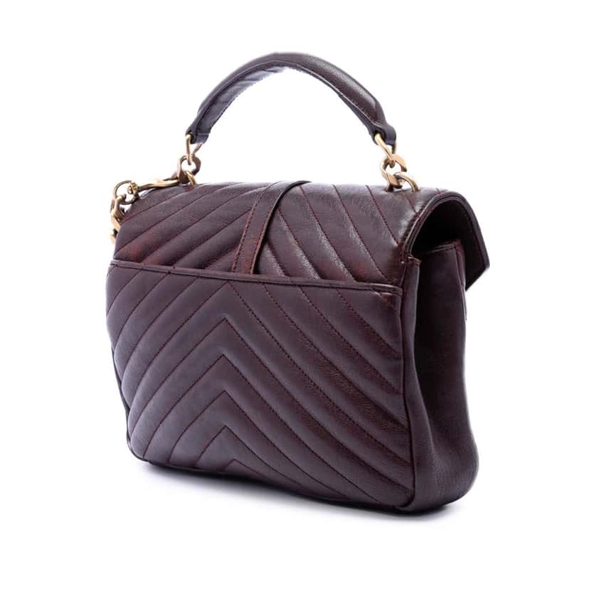 Saint Laurent Medium Chevron Sheepskin Monogram College Satchel Red Leather Very good condition - Back View
