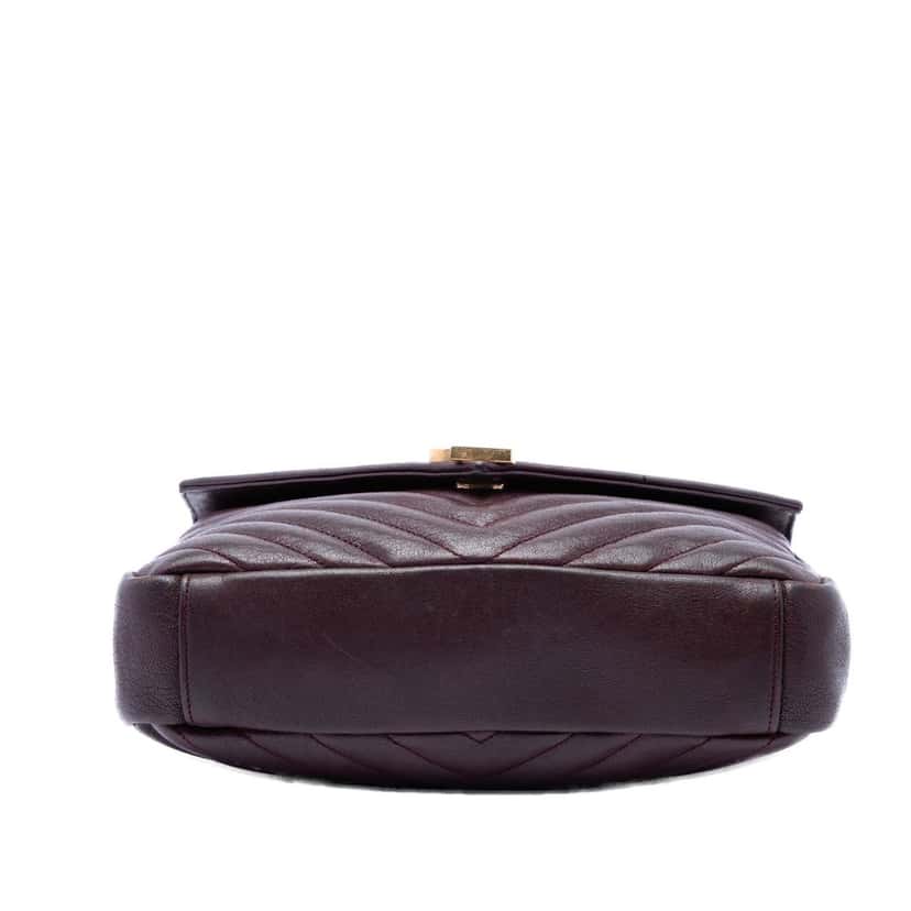 Saint Laurent Medium Chevron Sheepskin Monogram College Satchel Red Leather Very good condition - Inside View