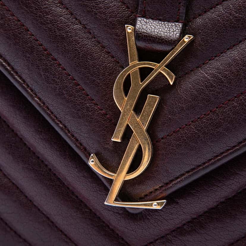 Saint Laurent Medium Chevron Sheepskin Monogram College Satchel Red Leather Very good condition - Box View