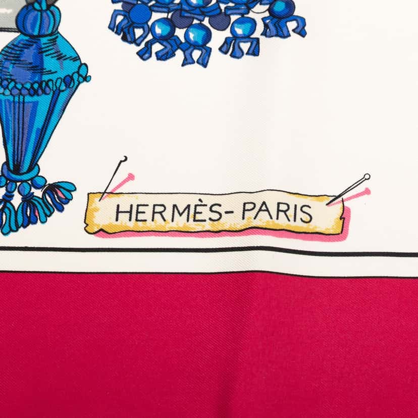 Hermès Passementerie Silk Scarf 90 White Very good condition - Inside View