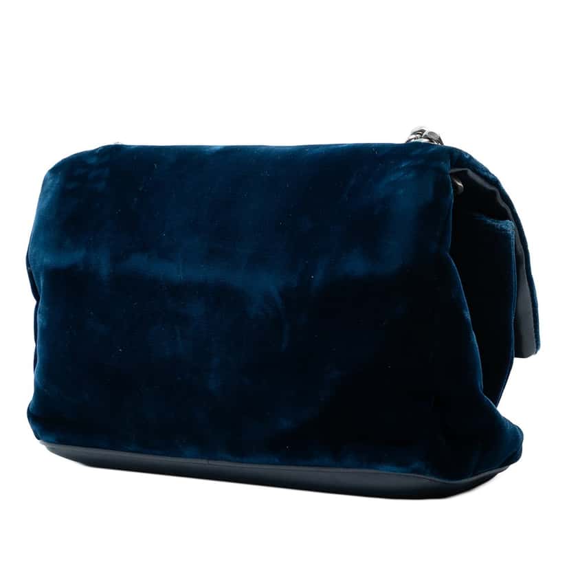 Saint Laurent Small Velvet Monogram West Hollywood Crossbody Blue Very good condition - Back View