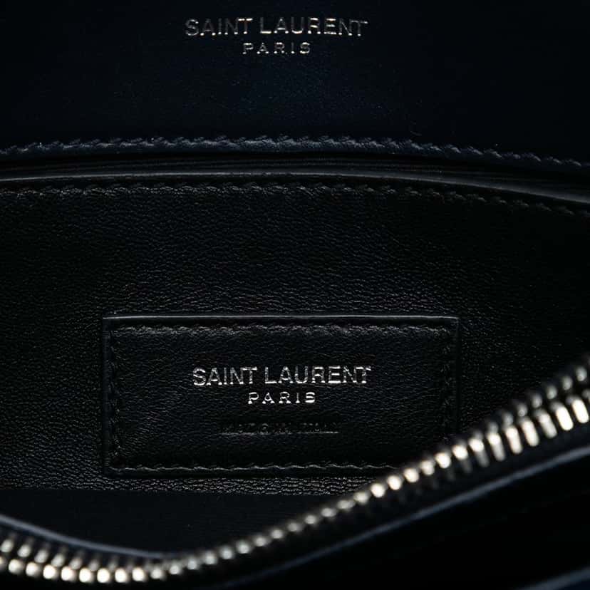Saint Laurent Small Velvet Monogram West Hollywood Crossbody Blue Very good condition - Box View