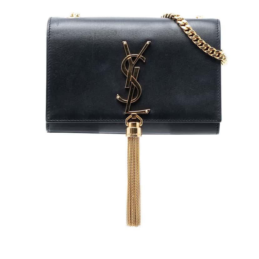 Saint Laurent Small Smooth Calfskin Monogram Kate Tassel Crossbody Black Leather Very good condition - Front View