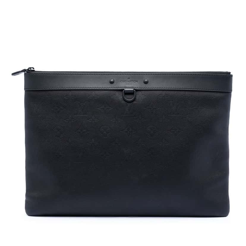 Louis Vuitton Monogram Shadow Discovery Pochette Black Leather Very good condition - Front View
