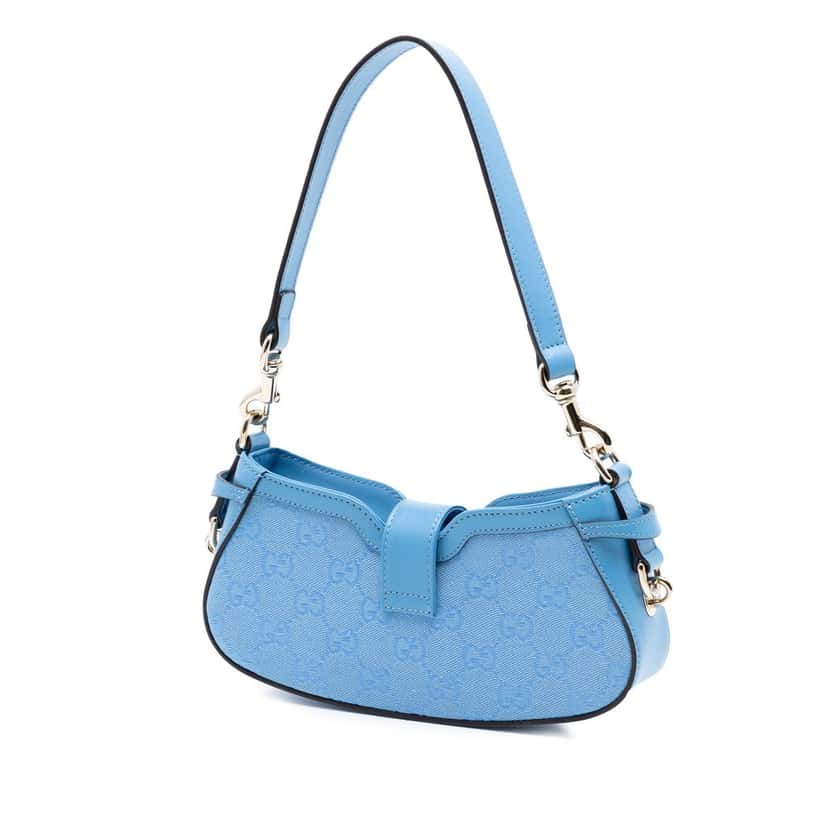Gucci Mini GG Canvas Moon Side Shoulder Bag Blue Very good condition - Back View