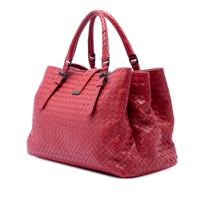 Bottega Veneta Medium Nappa Intrecciato Roma Tote Red Leather Very good condition - Back View
