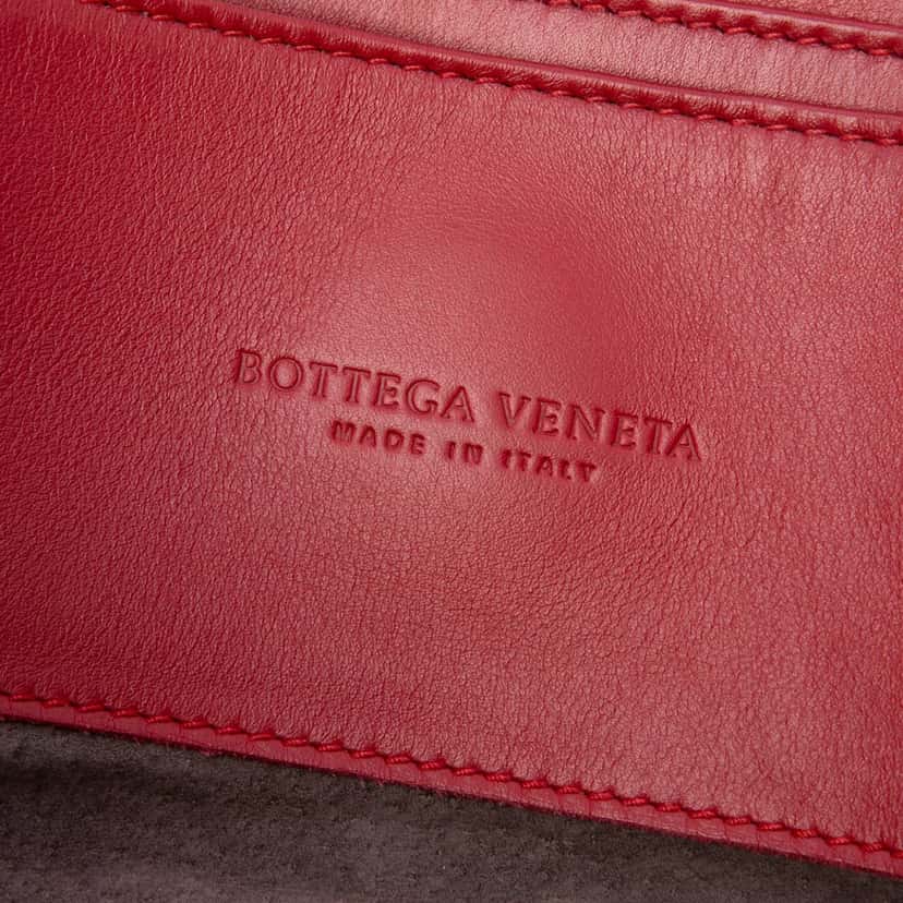 Bottega Veneta Medium Nappa Intrecciato Roma Tote Red Leather Very good condition - Box View