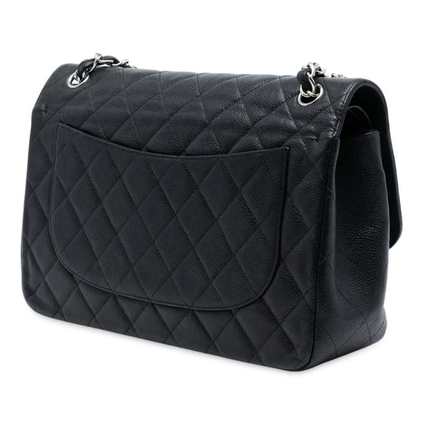 Chanel Jumbo Classic Caviar Double Flap Black Leather Good condition - Back View