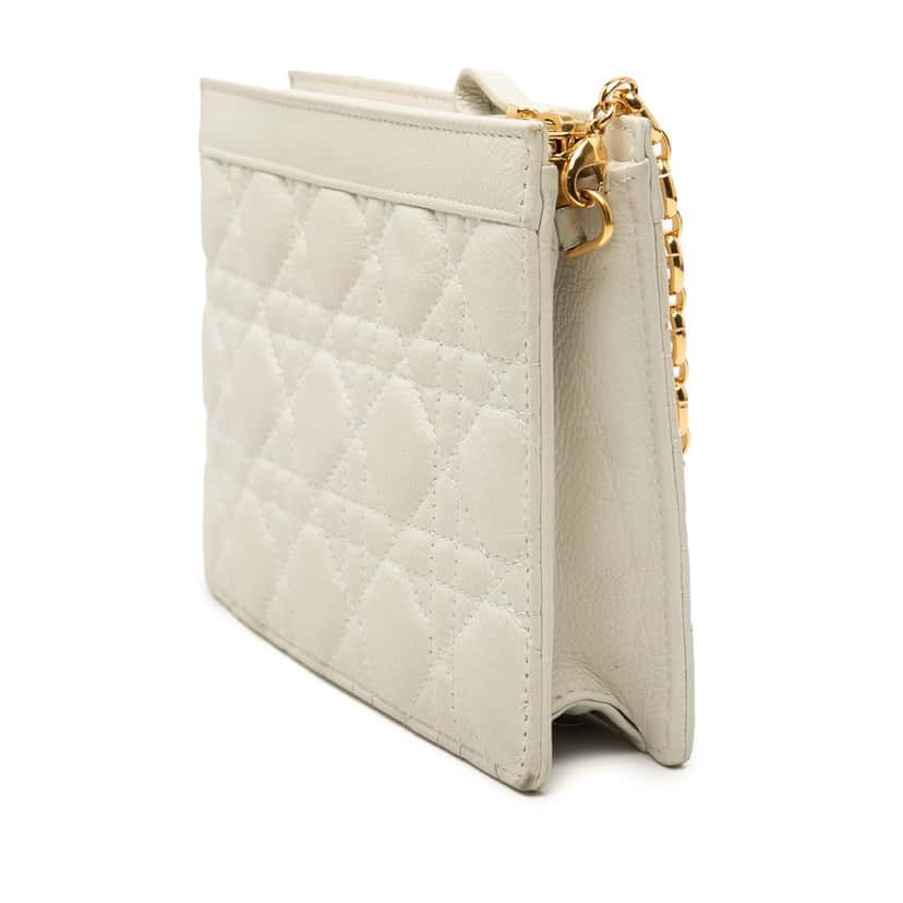 Dior Supple Cannage Calfskin Caro Every Dior Pouch White Leather Very good condition - Back View
