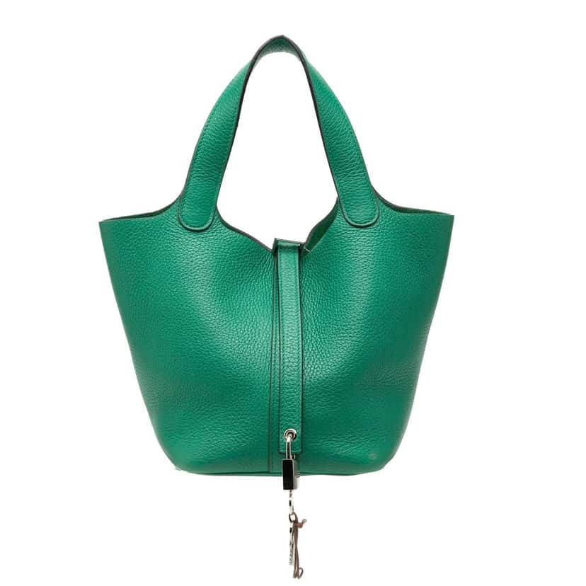 Hermès Clemence Picotin Lock 18 Green Leather Very good condition - Front View