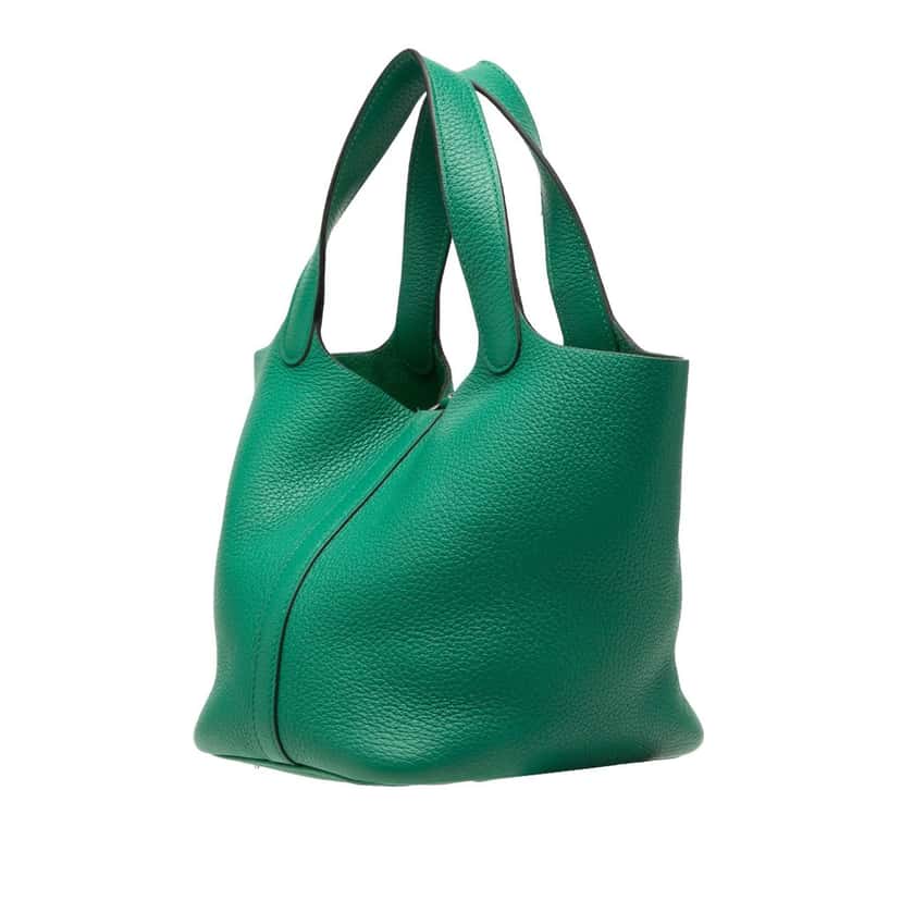 Hermès Clemence Picotin Lock 18 Green Leather Very good condition - Back View