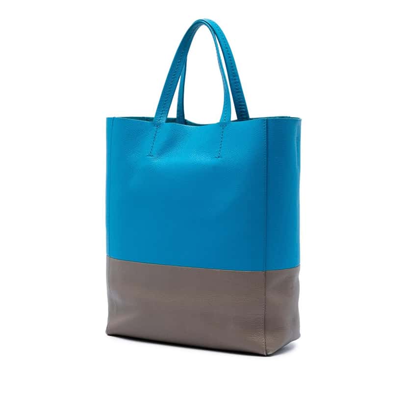 Celine Small Bicolor Grained Calfskin Vertical Cabas Tote Blue Leather Very good condition - Back View