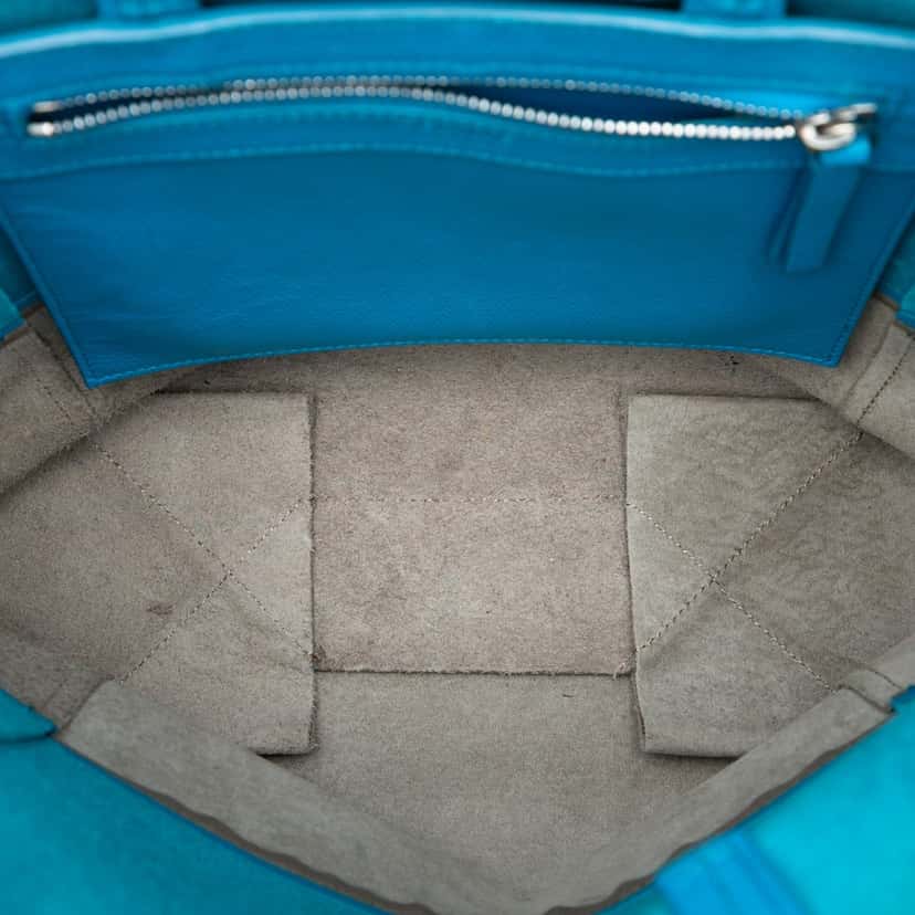 Celine Small Bicolor Grained Calfskin Vertical Cabas Tote Blue Leather Very good condition - Model View