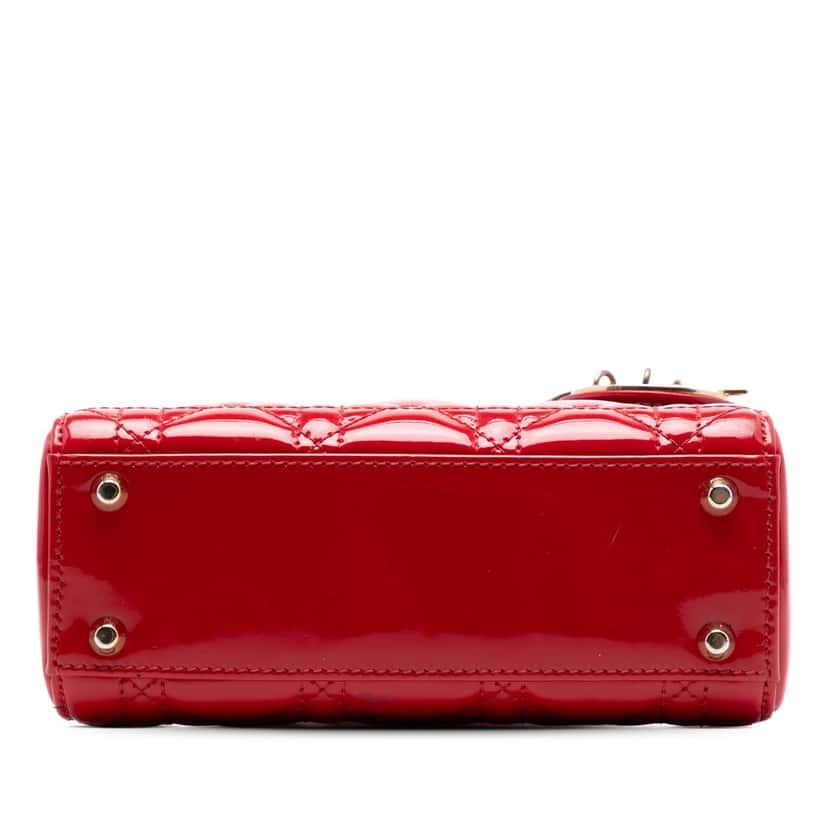 Dior Mini Patent Cannage Lady Dior Red Leather Very good condition - Inside View