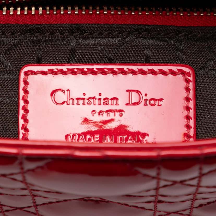 Dior Mini Patent Cannage Lady Dior Red Leather Very good condition - Box View
