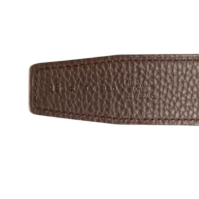 Hermès Swift and Togo Constance H Guillochee Reversible Belt Black Leather Very good condition - Model View