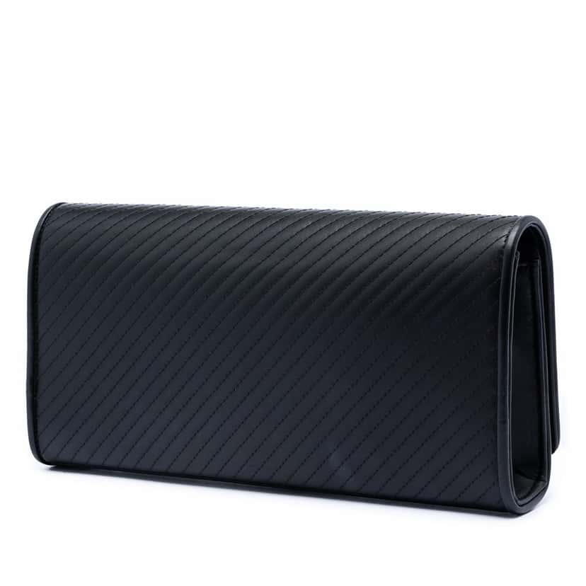 Saint Laurent Matelasse Diagonal Calfskin Monogram Cassandre Clutch Black Leather Very good condition - Back View