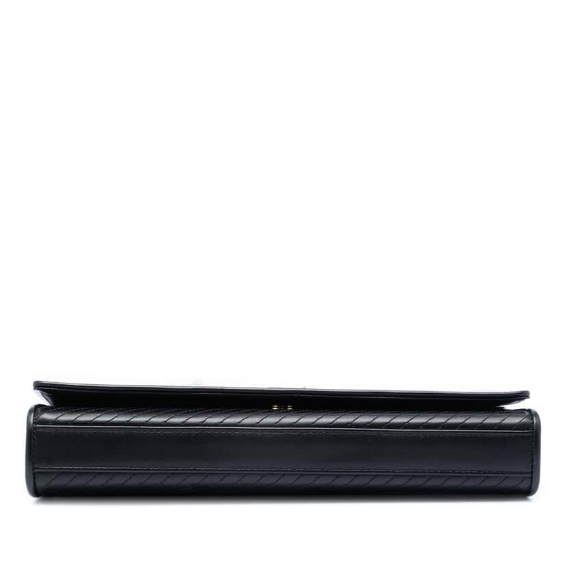 Saint Laurent Matelasse Diagonal Calfskin Monogram Cassandre Clutch Black Leather Very good condition - Inside View