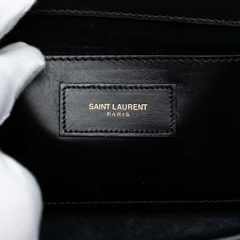 Saint Laurent Matelasse Diagonal Calfskin Monogram Cassandre Clutch Black Leather Very good condition - Box View