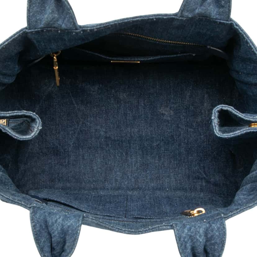 Prada Small Denim Canapa Logo Satchel Blue Very good condition - Model View