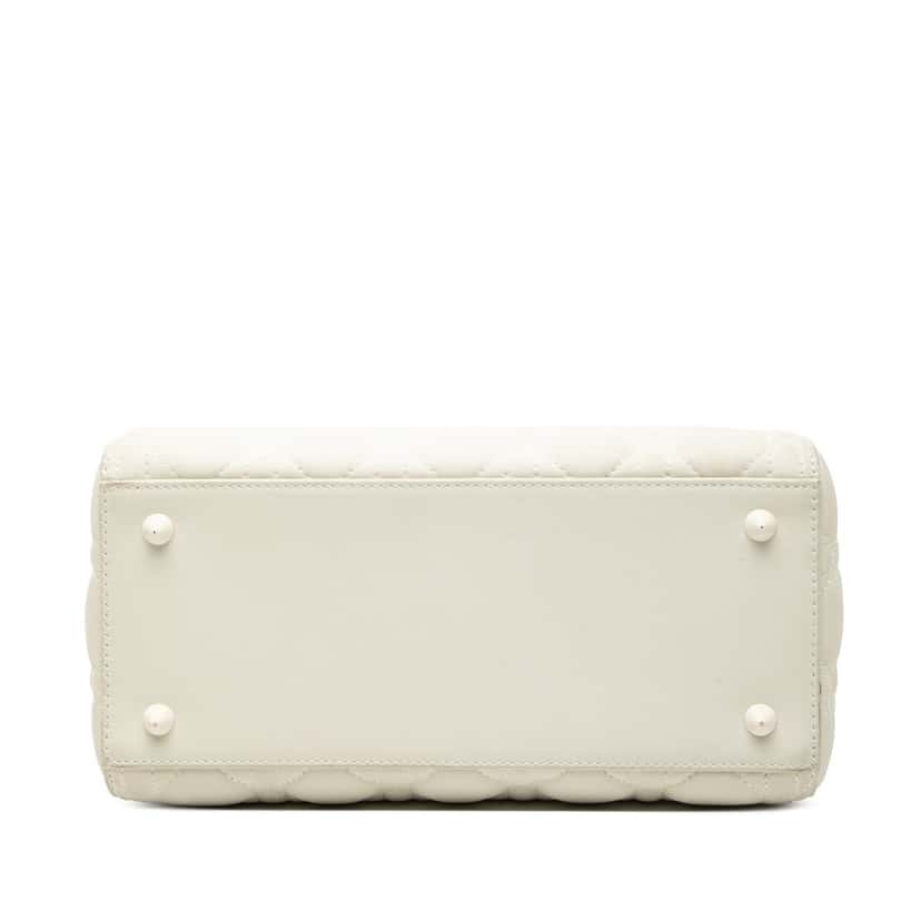 Dior Medium Lambskin Cannage Lady Dior White Leather Very good condition - Inside View